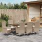 Preview: 9-teilige Garten Essgruppe mit Kissen Beige Poly Rattan