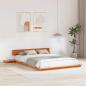 Preview: ARDEBO.de - Bodenbettgestell mit Nachttischen Wachsbrown 150x200cm Massivholz