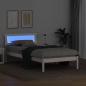 Preview: Bettgestell mit Kopfteil & LED Weiß 90x200 cm Massivholz Kiefer