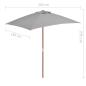 Preview: Sonnenschirm mit Holz-Mast 150x200 cm Anthrazit