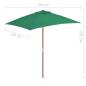 Preview: Sonnenschirm mit Holz-Mast 150x200 cm Grün