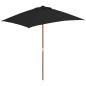 Preview: Sonnenschirm mit Holzmast Schwarz 150x200 cm