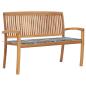 Preview: ARDEBO.de - Stapelbare Gartenbank mit Auflage 128,5 cm Massivholz Teak