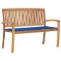Preview: ARDEBO.de - Stapelbare Gartenbank mit Auflage 128,5 cm Massivholz Teak