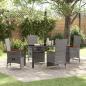 Preview: ARDEBO.de - 5-teiliges Garten-Dining-Set mit Kissen Grau Poly Rattan