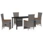 Preview: 5-teiliges Garten-Dining-Set mit Kissen Grau Poly Rattan