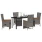 Preview: 5-teiliges Garten-Dining-Set mit Kissen Grau Poly Rattan
