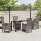 Preview: 5-teiliges Garten-Dining-Set mit Kissen Grau Poly Rattan