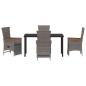 Preview: 5-teiliges Garten-Dining-Set mit Kissen Grau Poly Rattan