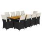 Preview: 11-tlg. Garten-Bistro-Set mit Kissen Schwarz Poly Rattan