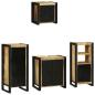 Preview: ARDEBO.de - Badezimmermöbel Set mit Regal 4 pcs Braun Massives Mango-Holz
