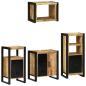 Preview: ARDEBO.de - Badezimmermöbel Set mit Regal 4 pcs Braun Massives Mango-Holz