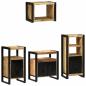 Preview: ARDEBO.de - Badezimmermöbel Set mit Regal 4 pcs Braun Massives Mango-Holz
