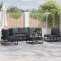 Preview: ARDEBO.de - Garten-Sofa-Set 5 pcs Schwarz 213 x 71.5 x 71 cm Aluminium