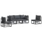 Preview: Garten-Sofa-Set 5 pcs Schwarz 213 x 71.5 x 71 cm Aluminium