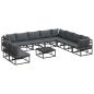 Preview: ARDEBO.de - Garten-Sofa-Set 11 pcs Schwarz 70 x 70 x 32 cm Aluminium