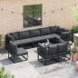 Preview: ARDEBO.de - Garten-Sofa-Set 10 pcs Schwarz 70 x 70 x 32 cm Aluminium