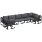 Preview: ARDEBO.de - Garten-Sofa-Set 7 pcs Schwarz Aluminium