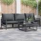 Preview: ARDEBO.de - Garten-Sofa-Set 3 pcs Anthrazit Stahl