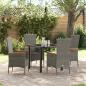 Preview: ARDEBO.de - 5-teilige Garten-Essgruppe mit Kissen grau Poly-Rattan