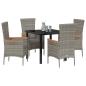 Preview: 5-teilige Garten-Essgruppe mit Kissen grau Poly-Rattan