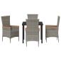 Preview: 5-teilige Garten-Essgruppe mit Kissen grau Poly-Rattan