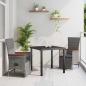 Preview: ARDEBO.de - 3-teiliges Garten-Esszimmer-Set mit Kissen grau Poly-Rattan