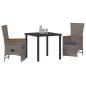 Preview: 3-teiliges Garten-Esszimmer-Set mit Kissen grau Poly-Rattan