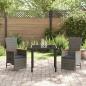 Preview: 3-teiliges Garten-Esszimmer-Set mit Kissen grau Poly-Rattan