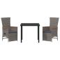 Preview: 3-teiliges Garten-Esszimmer-Set mit Kissen grau Poly-Rattan