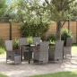 Preview: ARDEBO.de - 7-teiliges Garten-Essset mit Kissen Grau Poly-Rattan