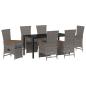 Preview: 7-teiliges Garten-Essset mit Kissen Grau Poly-Rattan