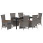 Preview: 7-teiliges Garten-Essset mit Kissen Grau Poly-Rattan