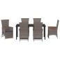 Preview: 7-teiliges Garten-Essset mit Kissen Grau Poly-Rattan