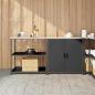Preview: ARDEBO.de - Küchenlager-Set mit Regal mit Speicher mit Tür Verstellbar 2 pcs Schwarz 150 x 50 x 92 cm