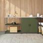 Preview: ARDEBO.de - Küchenlager-Set mit Regal mit Speicher mit Tür Verstellbar 2 pcs Olive Grün 150 x 50 x 92 cm