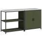 Preview: Küchenlager-Set mit Regal mit Speicher mit Tür Verstellbar 2 pcs Olive Grün 150 x 50 x 92 cm