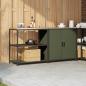 Preview: Küchenlager-Set mit Regal mit Speicher mit Tür Verstellbar 2 pcs Olive Grün 150 x 50 x 92 cm