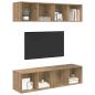 Preview: Wand TV Schrank 4 pcs Eiche handwerklich 37 x 37 x 72 cm