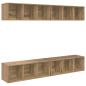 Preview: Wand TV Schrank 4 pcs Eiche handwerklich 37 x 37 x 107,5 cm