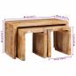 Preview: Beistelltische 3 pcs Braun massives Mangoholz