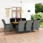 Preview: ARDEBO.de - 9-tlg. Garten-Essgruppe mit Auflagen Poly Rattan Hellgrau