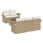 Preview: 6-teiliges Garten-Sofa-Set mit Kissen Beige Poly Rattan