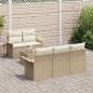 Preview: 6-teiliges Garten-Sofa-Set mit Kissen Beige Poly Rattan