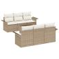 Preview: ARDEBO.de - 7-teiliges Garten-Sofa-Set mit Kissen Beige Poly Rattan