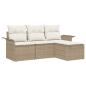Preview: 4-teiliges Garten-Sofa-Set mit Kissen Beiges Poly-Rattan