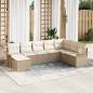 Preview: ARDEBO.de - 8-tlg. Garten-Sofagarnitur mit Kissen Beige Poly Rattan