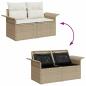 Preview: Garten-Sofa-Set 6-teilig mit Kissen Beige Poly Rattan