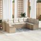 Preview: ARDEBO.de - 9-teiliges Garten Sofa Set mit Kissen in Beige aus Poly Rattan