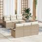 Preview: ARDEBO.de - 7-teiliges Garten Sofaset mit Kissen Beige Poly Rattan Akazie